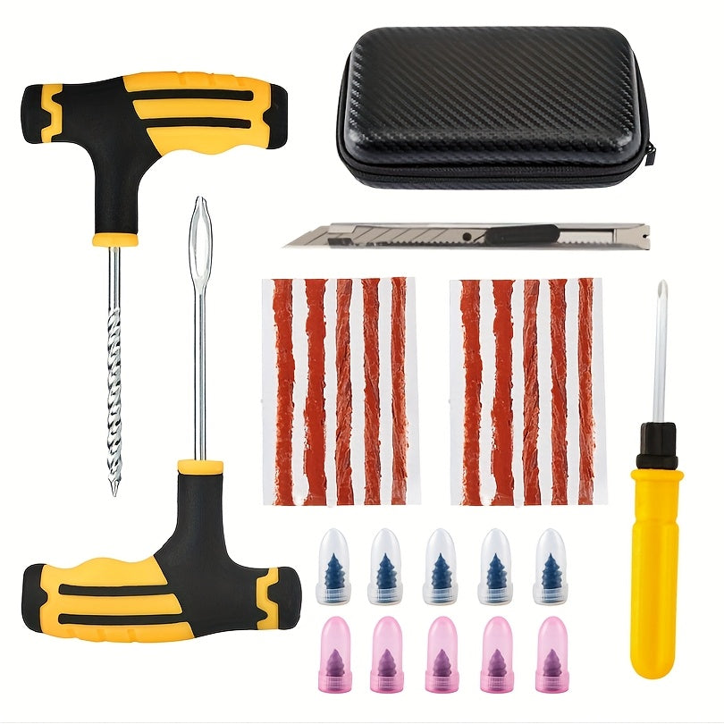 TEMU Automobile Repair Tool Kit, Tubeless Tire Repair Kit, Tool Auto Tire Plug Kit With 10 Rubber Strips Heavy Duty Professional Tire Repair Kit Tire