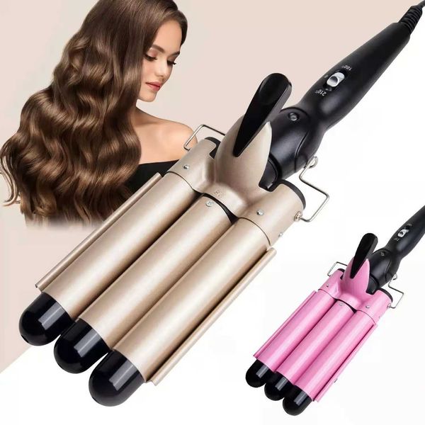 Hair Curlers Straighteners Korean Curler Ripple Three Tube Electric Splicing Iron Ceramic Professional Chicken Roll Tool Perm H241121