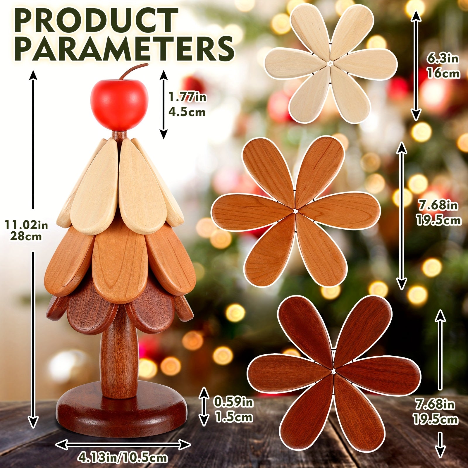 TEMU Coasters Set Of 3, Natural Wooden Tree Trivet Set, Foldable Hot Pads With Stand, Kitchen Hot Holder Pads For Kitchen, Office Desk, Coaster Or