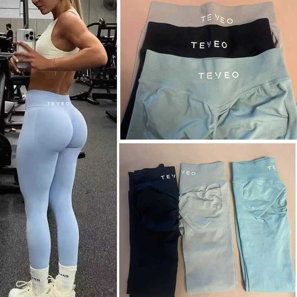 Yoga Outfit TEVEO seamless yoga pants impact leg womens high stretch low rib band twist gym fitness sweat willow exercise H250111