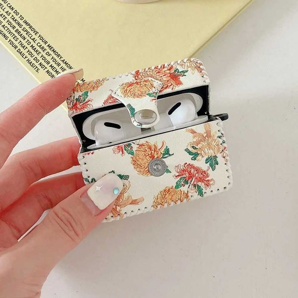 Earphone Accessories 1PC Fresh Flower Integrated Leather Case For Apple AirPods Pro 1 2 Flowers Leaf Earphone Cases For AirPod 3 New with Wr