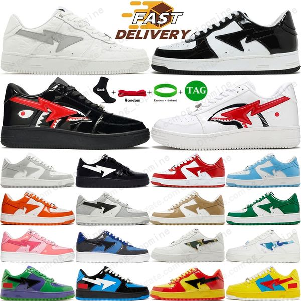 Designer Shoes Sneaker Mens Womens Low Patent Leather Black White Blue Green Pink Camo Camouflage Skateboarding Jogging Sports Trainers