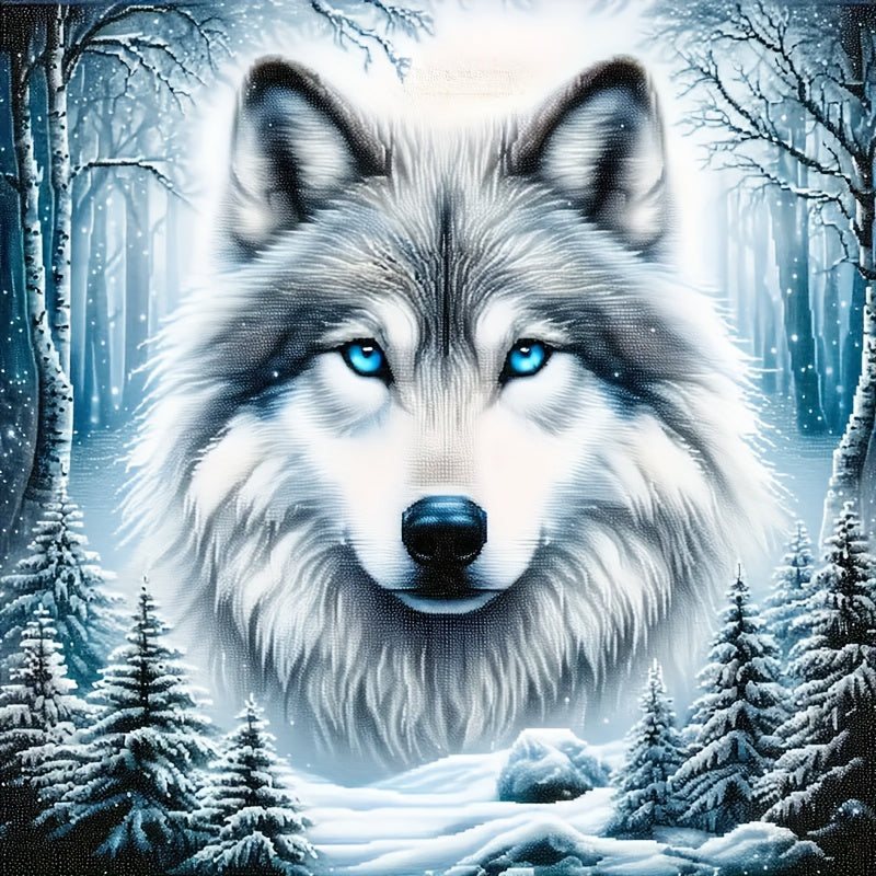 TEMU Wolf In 5d Diamond Painting Kit, Round And Craft Set For Home Wall Decor, Animal Theme Acrylic Diy Diamond Embroidery Craft, Adults Gift Set -