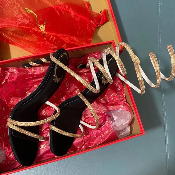 Sandals Designer heels Margot embellished suede designer sandals Snake Strass stiletto Heels womens high heeled Ankle Wraparound Evening sho