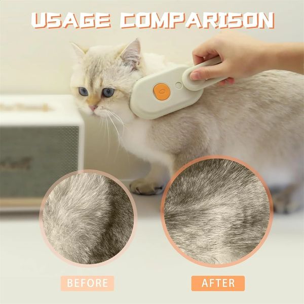Brush de gato de escova de gato de gato de gato de 3 em 1 de 3 em 1 com spray de pulverização usada para massagem Pet Beauty Pente Remoção d