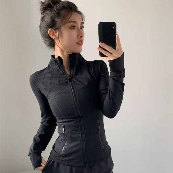 2025 women Jackets Yoga Cropped Jacket Outfit Women Gold Zipper Nu Activewear Slim Fit Zip Thumb Hole Running Workout Fitness Jackets H11