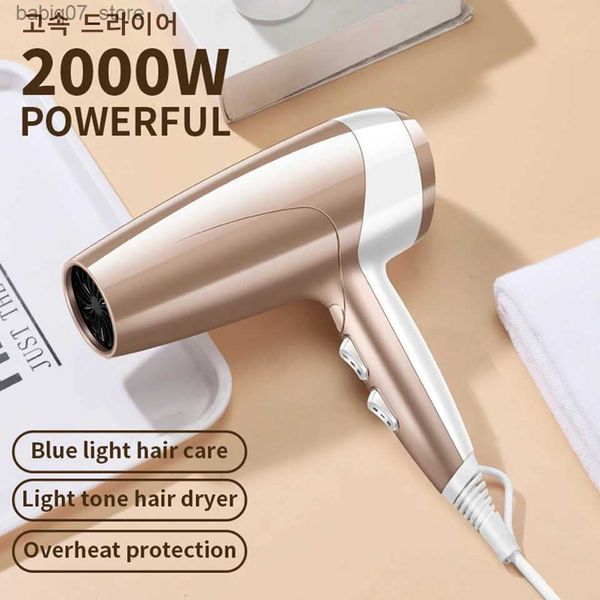 Hair Dryers High power air dryer 2000W high-power negative ion rapid drying home hair styling professional blue light care Q240306