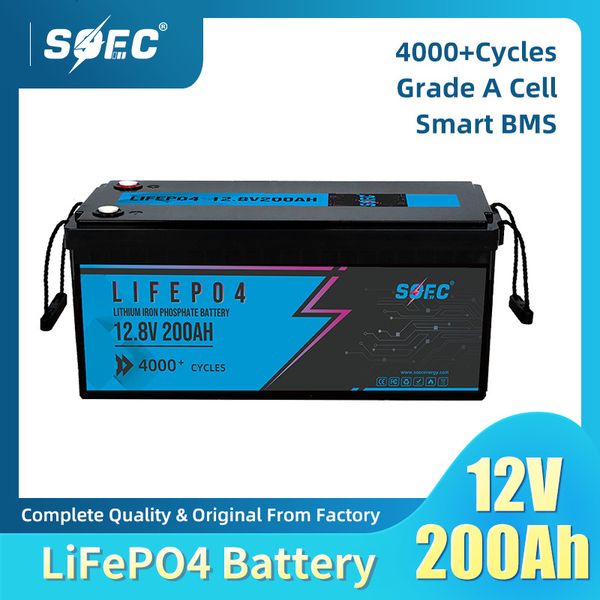 SOEC 400AH LIFEPO4 Bateria 12V 24V 100AH 200AH 300AH com BLUETOOTH BMS para inversor de bicicleta de scooter elétrico de 5kW