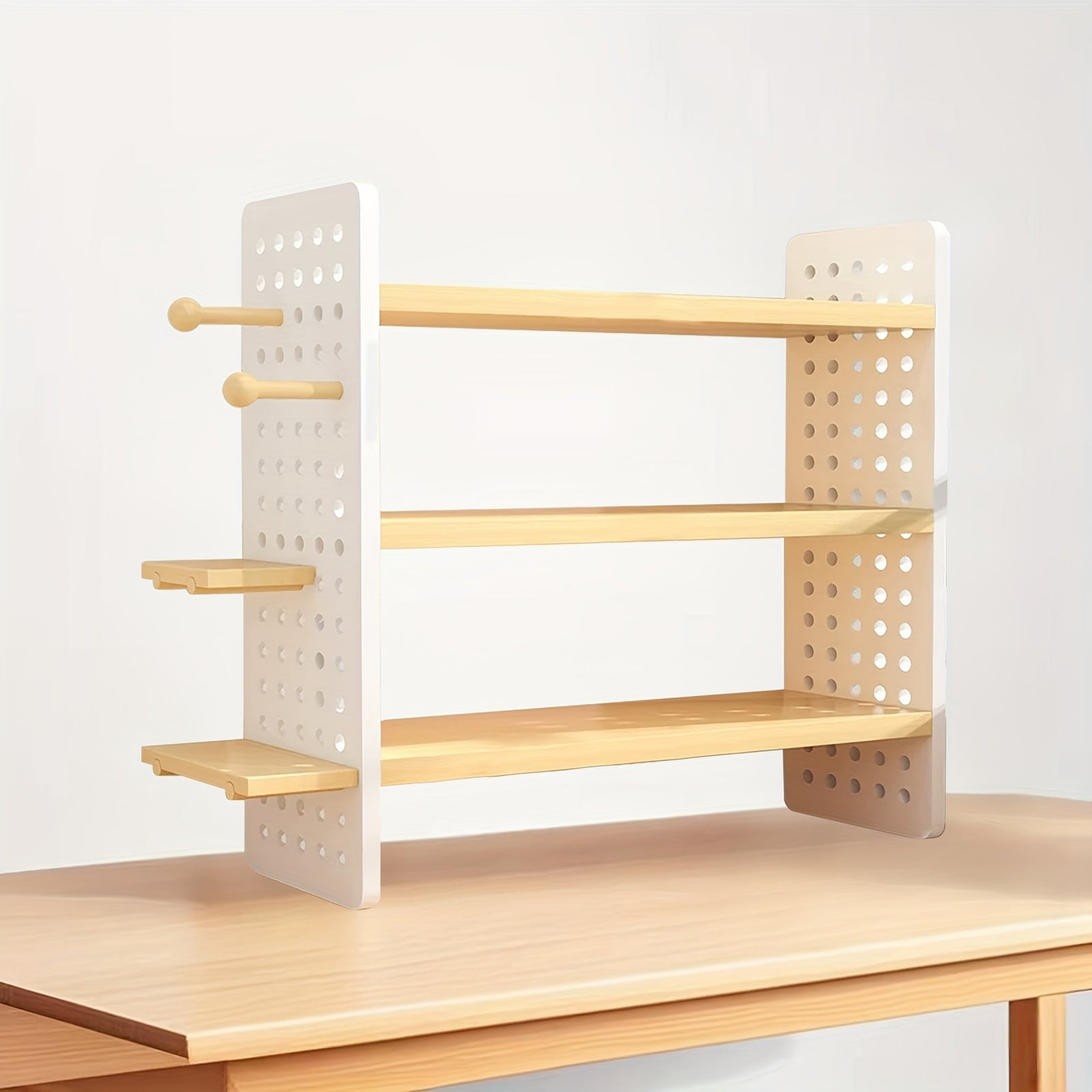 TEMU Desktop Organizer, Office Desk Accessories, Office Decoration And Accessories, Perforated Shelf, Multifunctional Desktop Storage Rack,