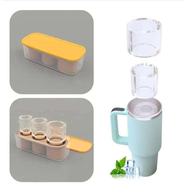 Tumbler Silicone Cube Tray With Lid 3 Cavities Food Grade Refrigerator Summer 40Oz Cup Cyder Ice Ball Maker Mold Kitch 0307