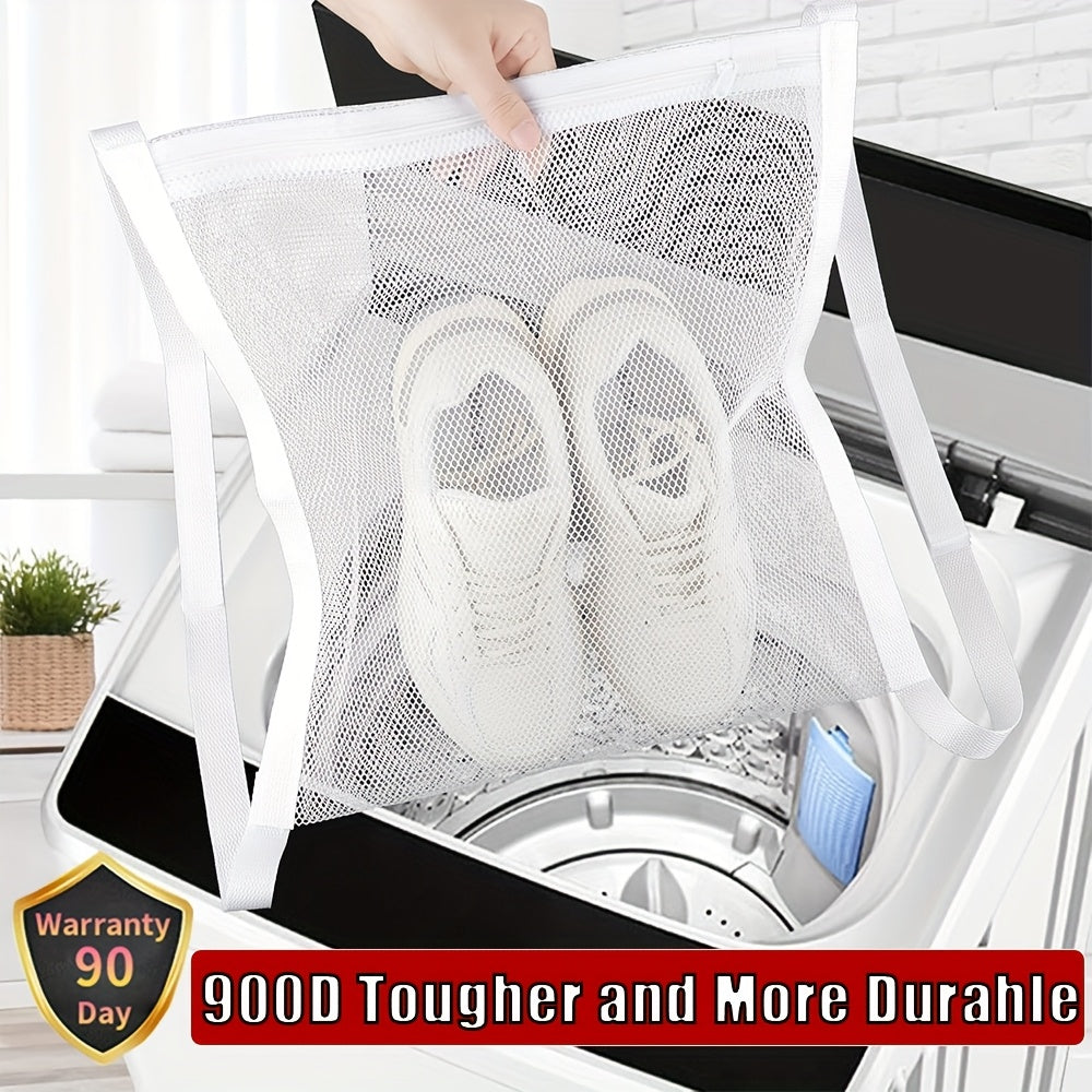 TEMU Adjustable Shoe Washing Machine Bag With Zipper Closure - Durable Polyester Mesh Laundry Bag For Washer & Dryer Door, Reusable Shoe Wash Bag For