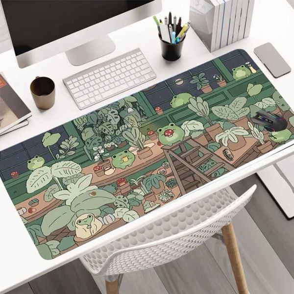 Kawaii Green Frog Mouse Pad - Large Gaming Mat for Cputer Keyboard Laptop - Off Desk Decor AccessoriesT250121