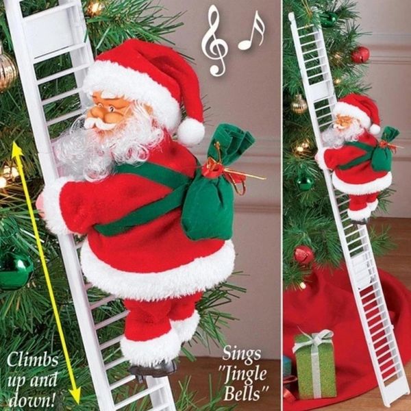 2024 Santa Claus Doll Climbing Ladder with Music Christmas Tree Ornaments Decorations For Home 2025 Navidad Year Kids Gift 240923