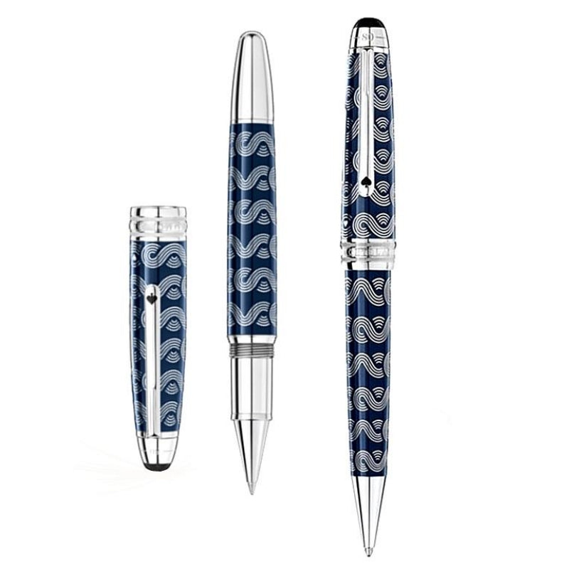 wholesale Special Edition Around the World in 80 Days Rollerball Dark Blue & Black Metal 145 Ballpoint Pen Office Writing Fountain Pens With Serial