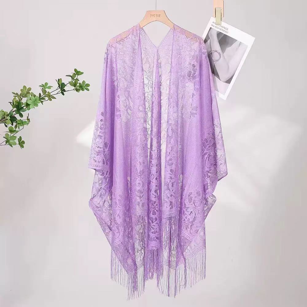 K1198 Chinese cheongsam shawl women&#039;s new style outerwear cardigan spring and summer thin temperament lace hollow tassel ancient style shawl