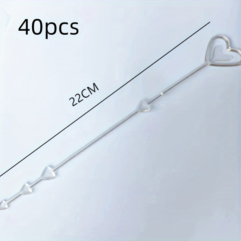 TEMU 80-pack Plastic Heart-shaped Flower Card Holders For Weddings, Valentine's Day & Special Occasions - Uncharged, Versatile Floral Arrangement