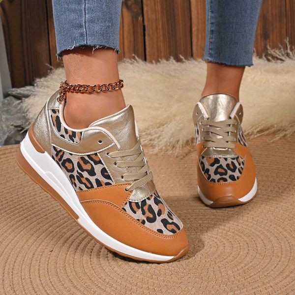 Casual Shoes Womens sports shoes fashionable leopard knitted sports shoes womens autumn sliding shoes womens lightweight casual plus size sp