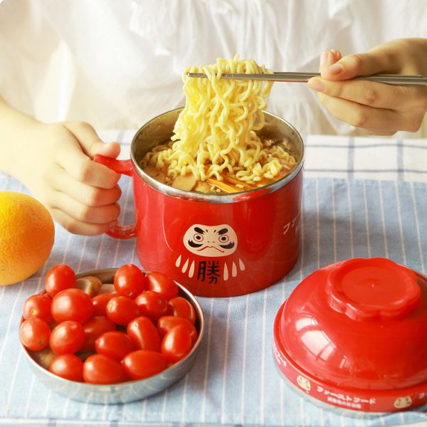 Bowls Cartoon Noodle Bowl Instant Stainless Steel with Lid Handle Food Container Rice Vessel Lunch Box Home Accessory 221203