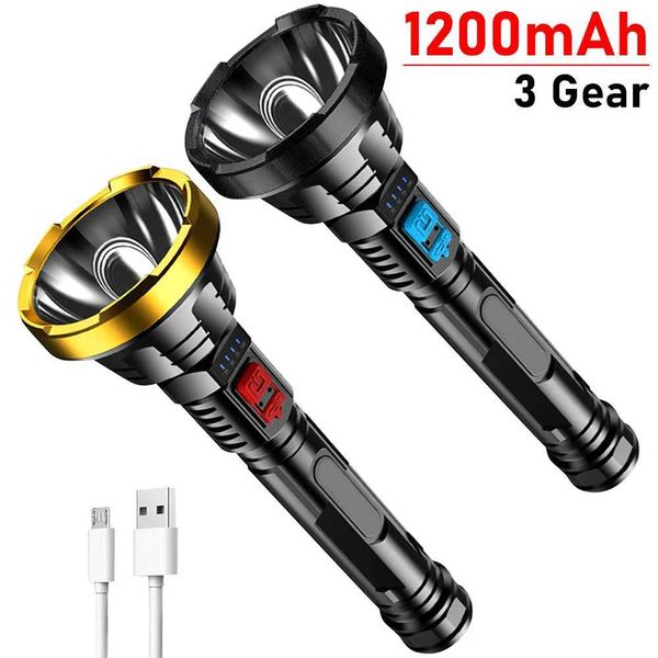 LED flashlight multifunctional waterproof handheld spotlight USB charging service outdoor equipment work light power display Y241004