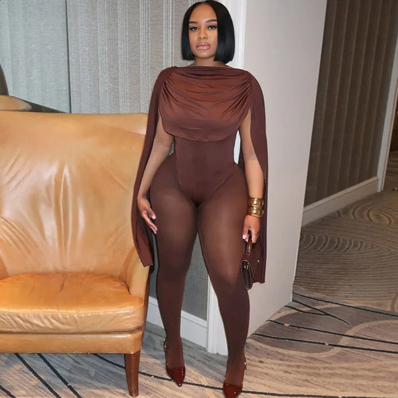 Solid Patchwork Bandage Ruched Jumpsuit Woman Elegant Sleeveless Strecth Sheath Evening Romper Women Jumpsuits Combinaison Femme 251013