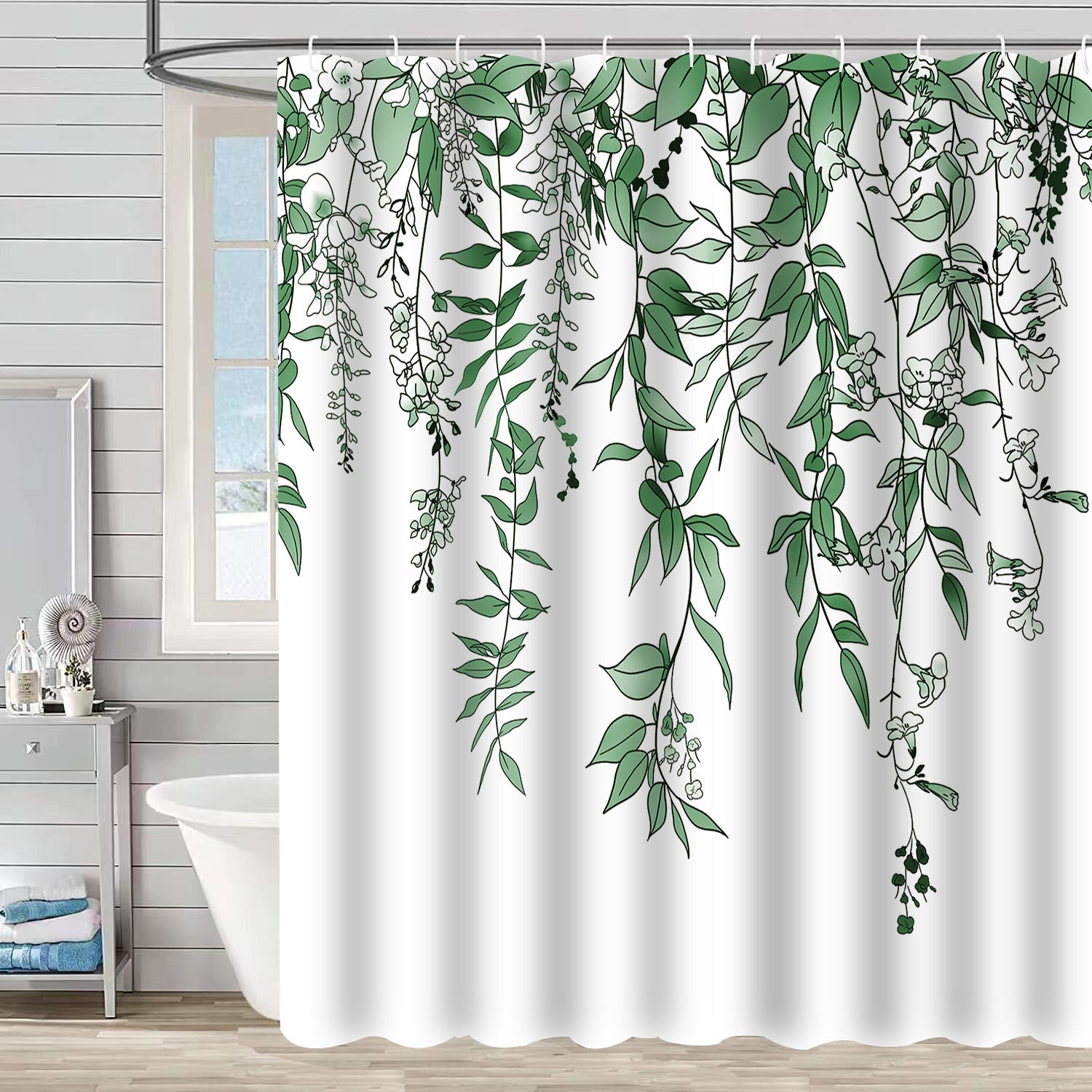 YL-37159 digital shower curtain cross-border plant flower waterproof polyester bathroom four-piece set dry and wet separation moisture-proof