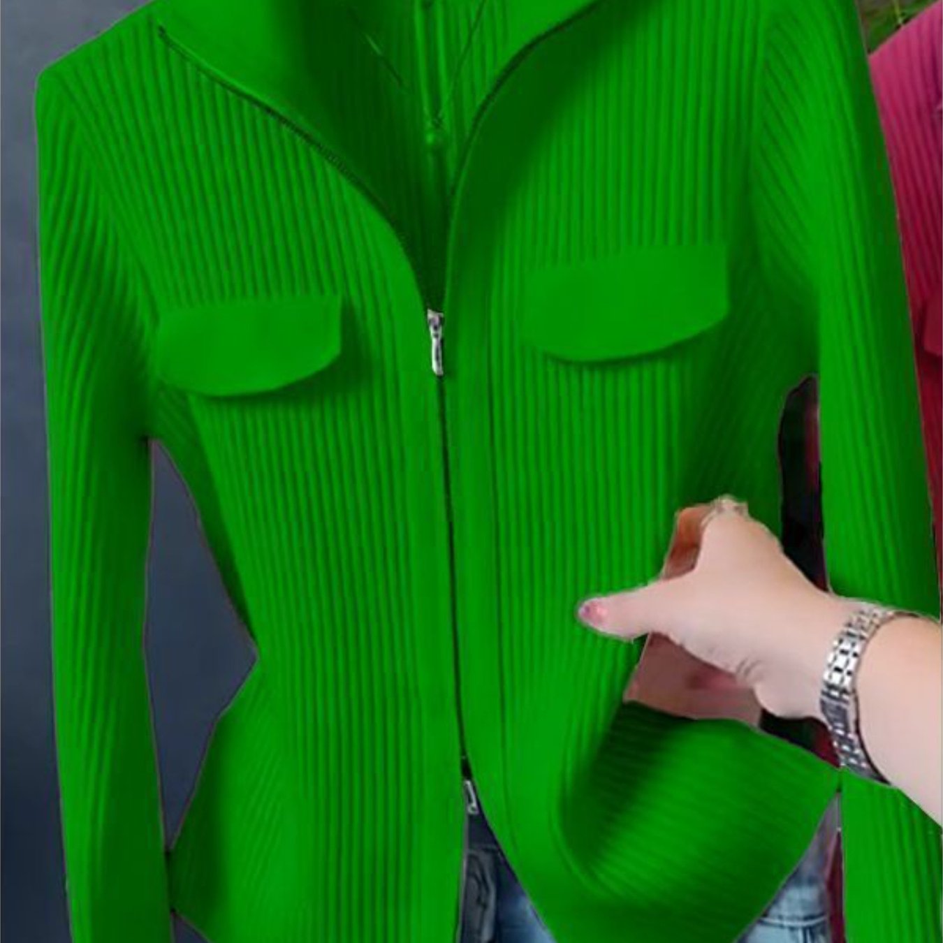 TEMU Women' Double Zip Cardigan Sweater - Solid Long Sleeve Collar Collar Blazer- Jacket, Versatile Casual To Formal Outerwear, Hand Washable Elegant