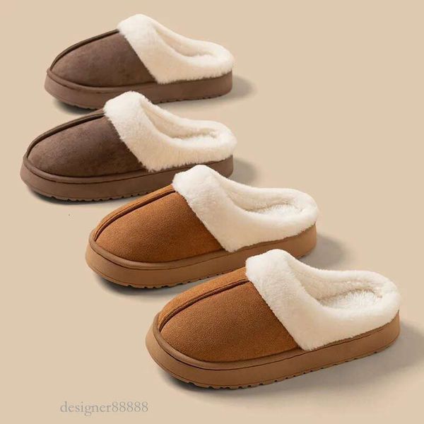 Winter Plush Warm Women&#039;s Cotton Slippers Indoor Household Toe Wrap Fur Thick Soled Slides Autumn Non-slip Men Comfortable Shoe mjh