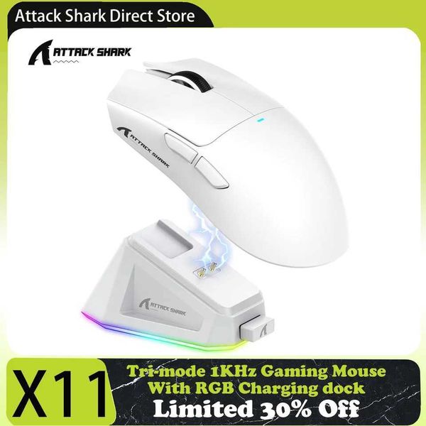 Mice Attack Shark X11 the third mock examination game mouse with magnetic charging dock PixArt PAW3311 sensor 22K DPI BT-2.4Ghz-Wired suitab