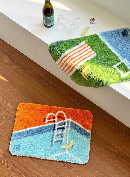 Cute Picturesque Tufted Carpet Mat Soft Fluffy Thick Tuftting Room Entry DoorMat Anti-slip Rug Entrance Floor Mat 241209