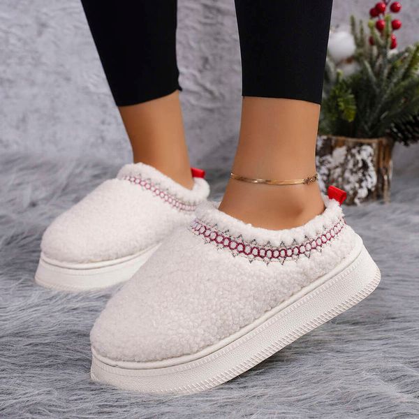 New Warm Fur Ankle Boots Flats Platform Slippers Plush Flip ps Winter Cotton Shoes for Women Brand Design Snow Botas ueu bfgbng