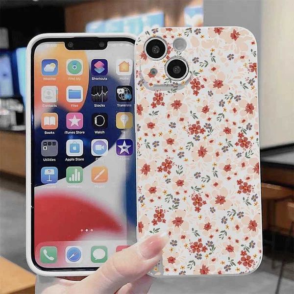 Phone Case Suitable for Funda iPhone 15 14 13 11 16 Pro 13Pro Max X XS Max XR SE 7 8 Plus floral pattern anti fall phone case cover N241008