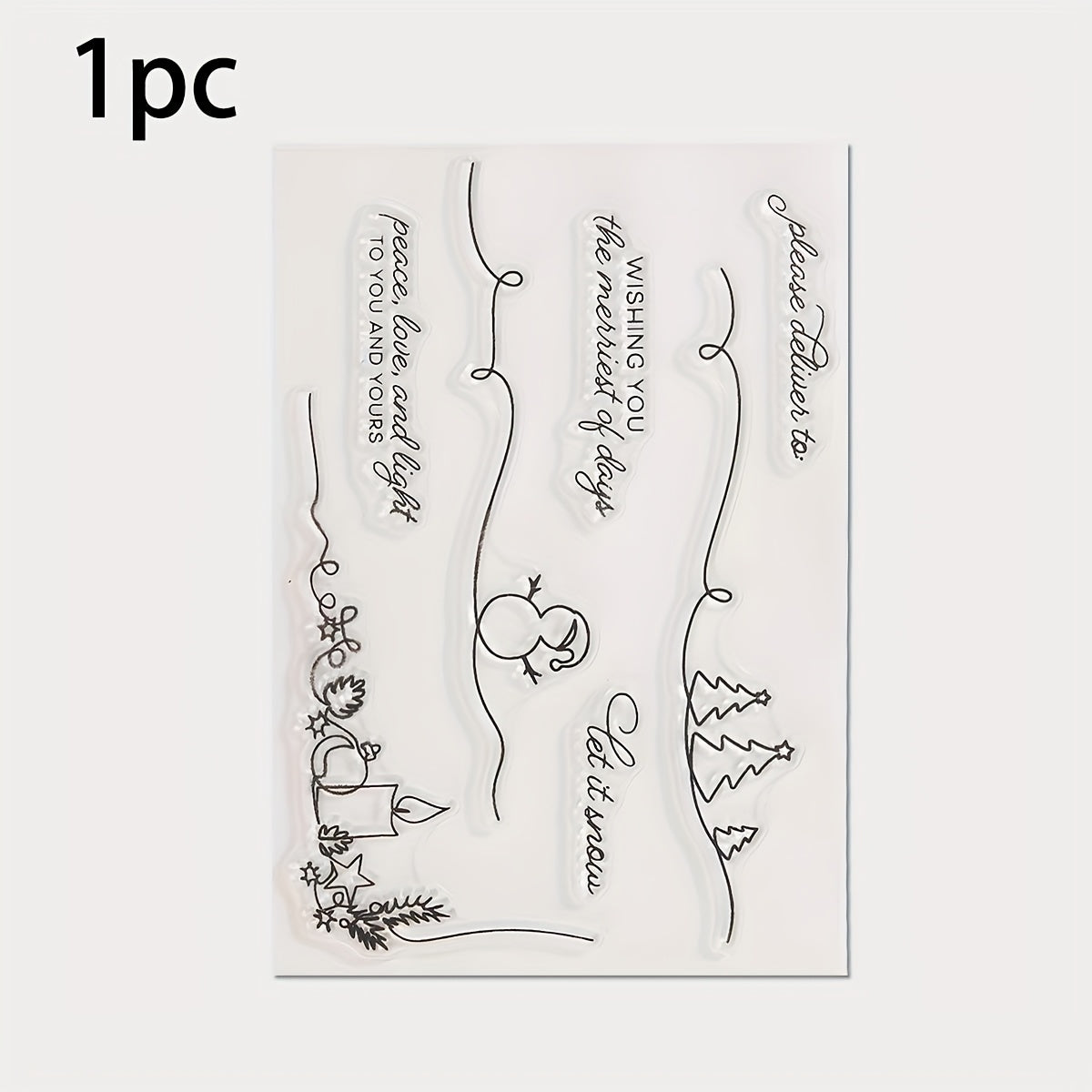 TEMU 1pc Reusable Clear Transparent Rubber Stamp With Snowman & Candle Pattern - Christmas Diy Scrapbooking, Handmade Card Making, Holiday Craft