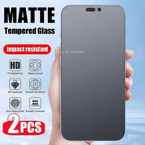 Cell Phone Screen Protectors 2Pcs Matte Screen Protector For iPhone 16 15 13 12 Pro Max 12 13 Mini 14 11 Pro Tempered Glass For iPhone 7 8 P