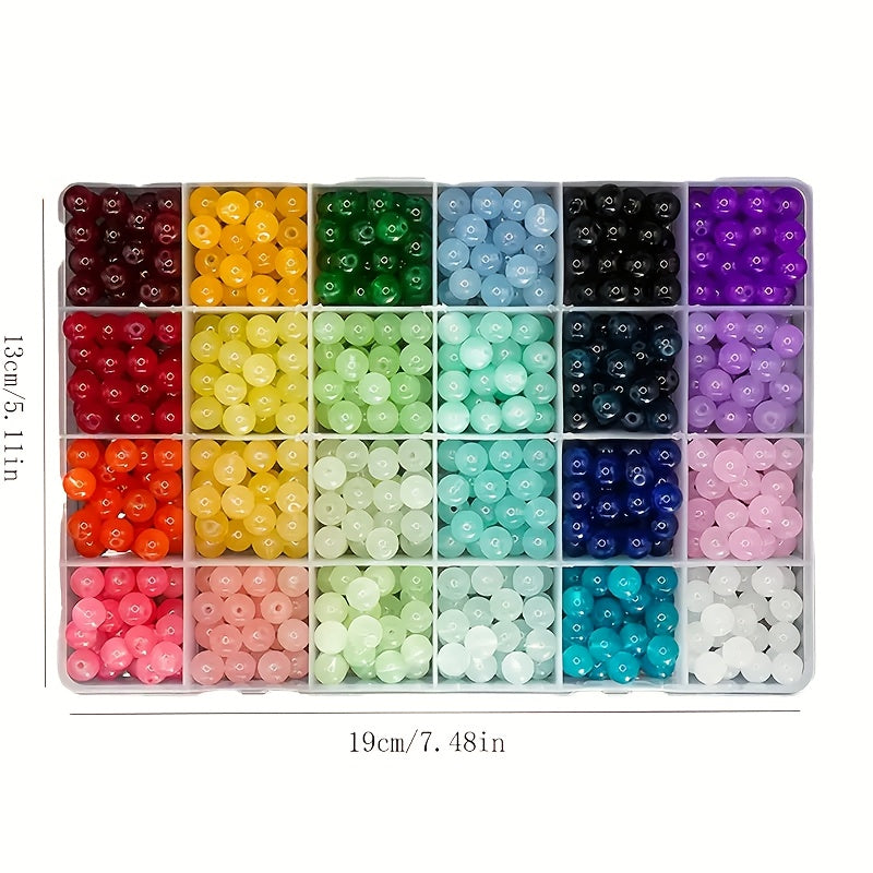 TEMU 600pcs Glass Beads Set For Jewelry Making - 24 Colors 8mm Beads, Bracelet Making Kit, Round Beads For Beginners, Diy Beading Kit