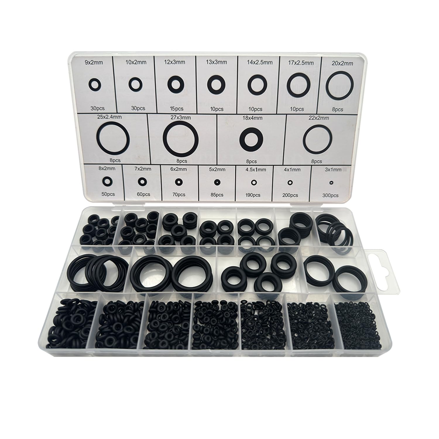 O Ring Assortment Kit 1100PCS, Nitrile Rubber, Black, 18 Sizes, Versatile Sealing Washers for Auto, Plumbing