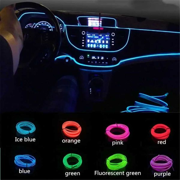 1M-3M-5M car interior led light strip EL flat wire interior lighting for the car DIY decorations light USB atmosphere lights Y240807