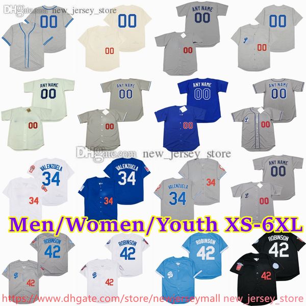 Custom XS-6XL Movie Throwback Baseball Jersey 42 JACKIE ROBINSON 32 SANDY KOUFAX RON CEY SHAWN GREEN MIKE SCIOSCIA STEVE YEAGER VIN SCULLY S