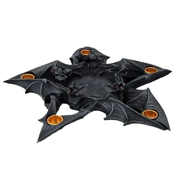 Bat Tealight Candle Holder Halloween Gothic Bat Candle Holder Black Resin Gothic Candlestick Holders For TableC241029