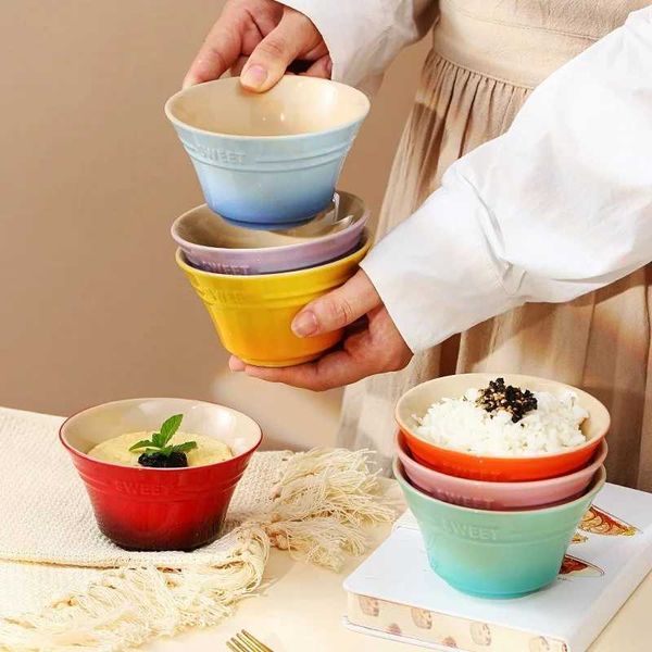 300ML 4.5 Inches Dishes Fruit Bowl Tableware Ramen Bowls for Food Kitchen Salad Cute Dining Bar Home Garden 8 ColorsXJ241214