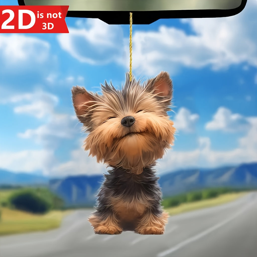TEMU Lovely 1pc 2d Yorkshire Terrier Car Mirror Pendant, Keychain Cool Pendant, Valentine's Day And New Year Decoration, Gift Accessories
