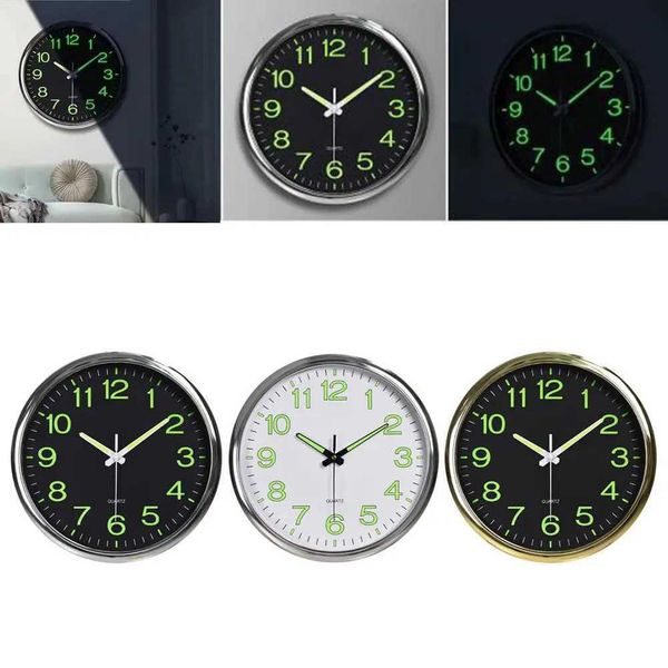 12 inch luminous wall clock wooden silent light stylish ticking night in the dark Nordic clock without wall light S3K2 M250212