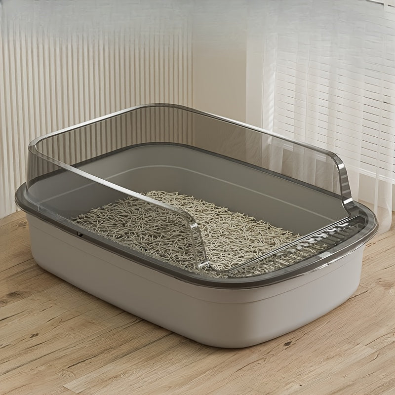 TEMU Large High Fence Bottom Semi Enclosed Cat Litter Box To Prevent Splashing, Pet Supplies For Of Garbage Bins, Anti Odor Design, Beautiful And