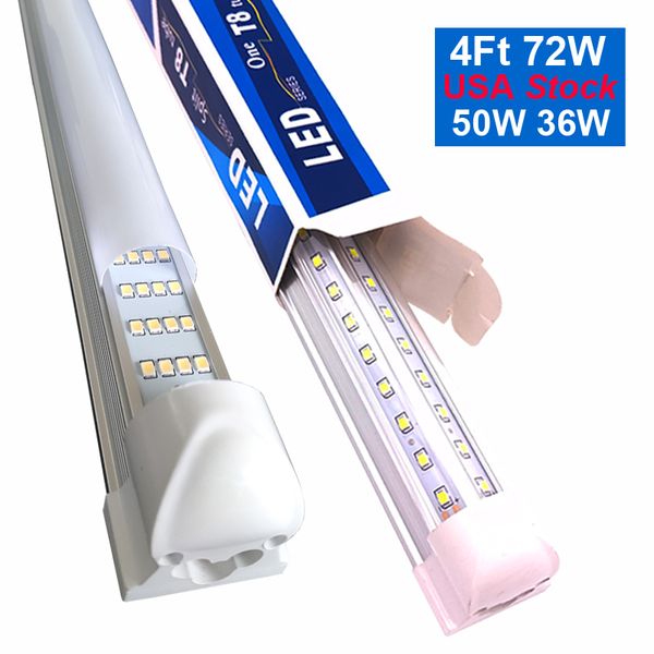 Stock In USA V Shaped 72W 8FT T8 LED Light Tubes Integrated 2400mm Cold White 100W 10000LM 144W Cooler Door Shop Lamp Garage AC 85-265V Cres