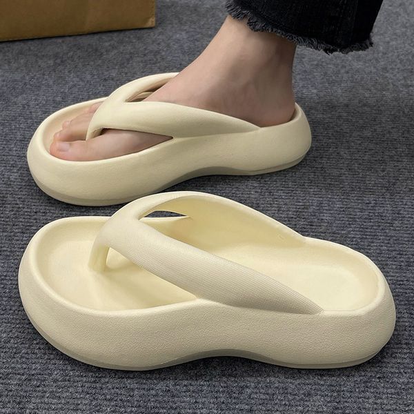 Thick Soled Flip-flops 2023 New Summer Womens Sense of Stepping on Shit In Summer Increases Wearing Simple Beach Sandals Women