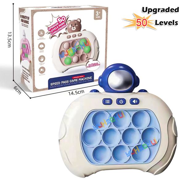 Quick Push Bubbles Pop Game with Light Music Fidget Toy Pro Speed Push Up Electronic Trendy Poplight Whack A Mole Sensory Toy