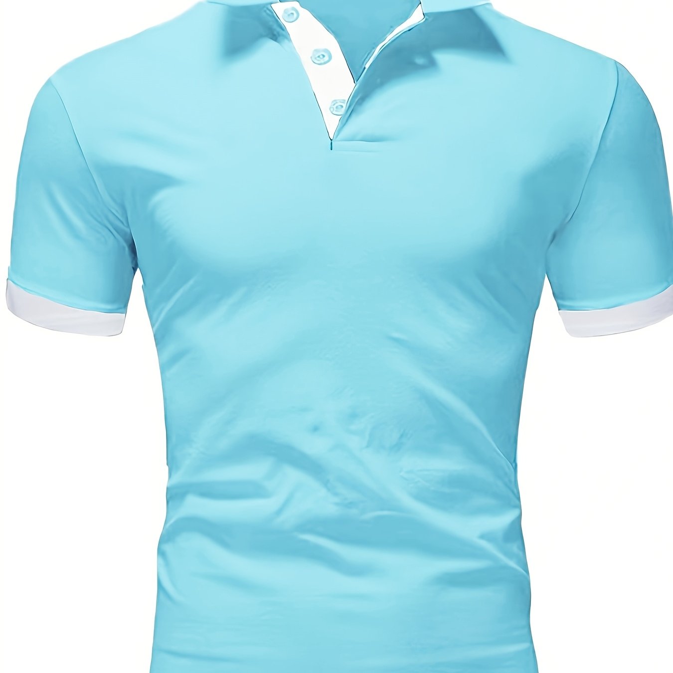 TEMU 2023 New Arrival Men's Lime Green Shirt - Breathable Stretch Fabric, Classic Collar & Button Detail, Regular Fit Short Sleeve Top For Casual &