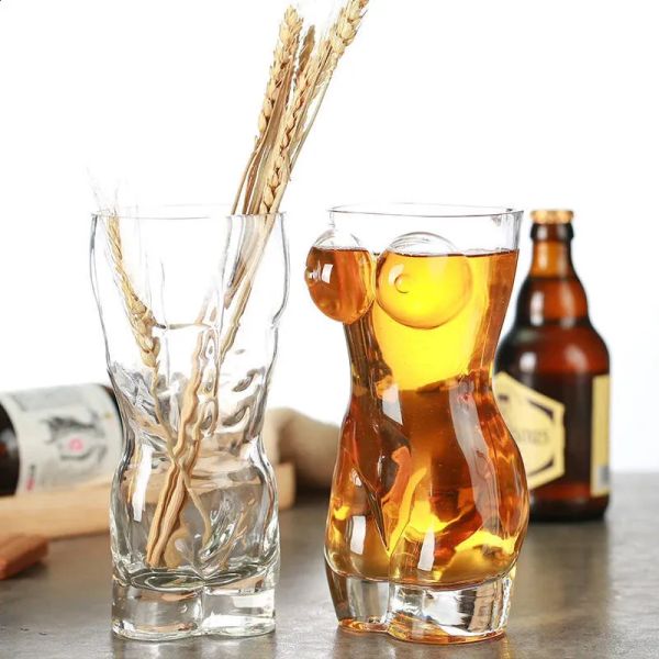 Creative Beer Cup Funny Wine Glass Unique Whisky Vodka Glasses Shaped Bar Cocktail Glass Body Shape Mug Coffee
