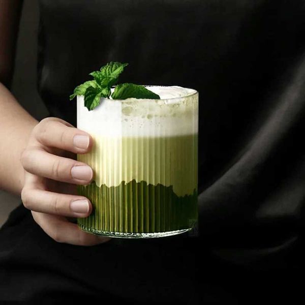 300ml Japanese Style Whiskey Wine Handmade Ripple Milk Ju g Beer Cup Vertical Striped Water Cocktail CupT250205