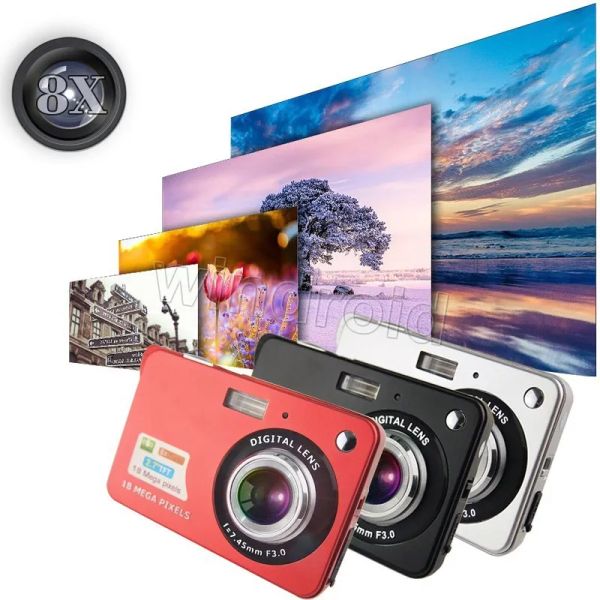 2.7 inch TFT HD Digital Camera 18MP 8x Zoom Video Camera Smile Capture Mini Camera Anti-shake Digital Camcorder 3 colors ZZ