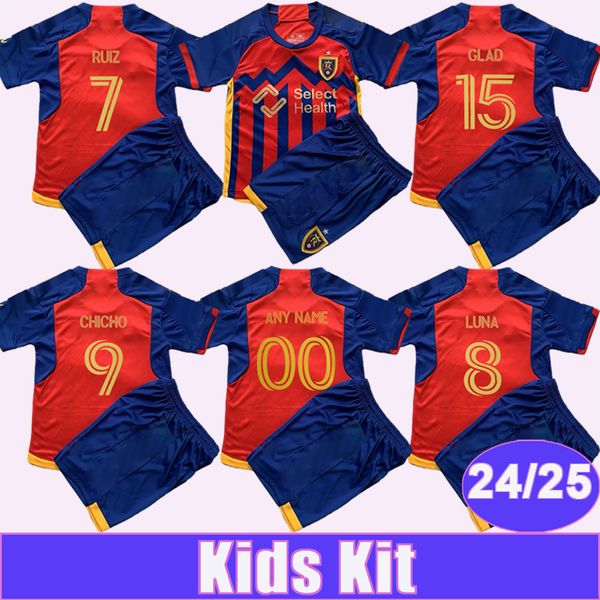 2024 25 Real Kids Kit Soccer Jerseys Salt CHICHO RUIZ LUNA CROOKS GLAD OJEDA Lake Home Red Child Suit Football Shirt Short Sleeve Uniforms